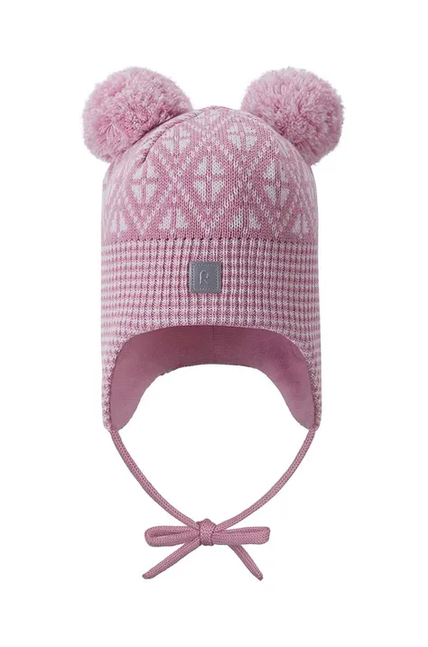 Дитяча вовняна шапка Reima Kuuru колір рожевий вовна