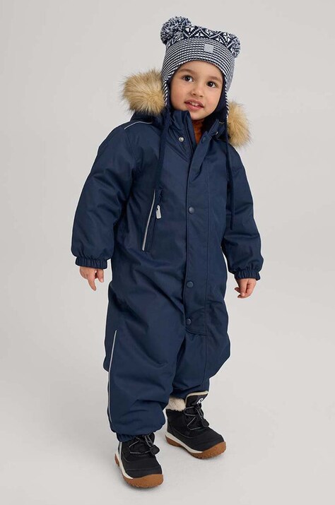 Детская хлопковая шапочка Reima Kuuru цвет синий шерсть