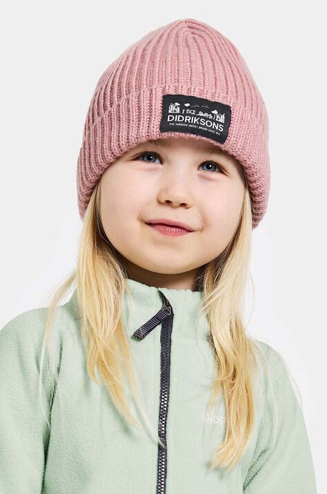 Detská čiapka Didriksons BUS KDS BEANIE ružová farba biela