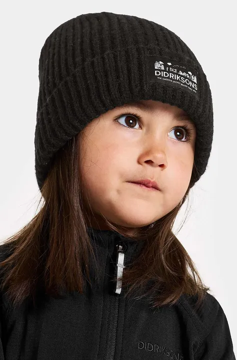 Дитяча шапка Didriksons BUS KDS BEANIE колір чорний