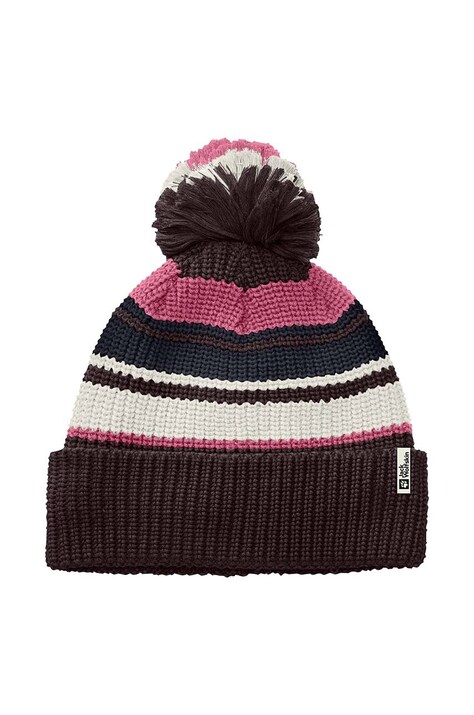 Дитяча шапка Jack Wolfskin POMPOM BEANIE колір фіолетовий