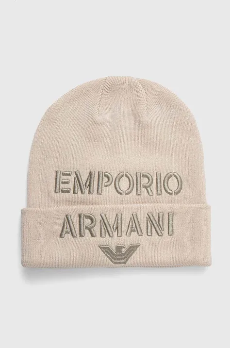 Emporio Armani czapka z domieszką wełny dziecięca kolor beżowy