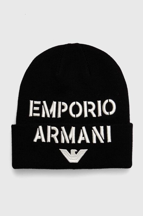 Emporio Armani caciula din lana pentru copii culoarea negru