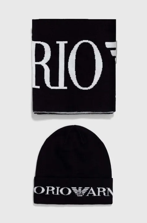 Дитяча шапка і шарф Emporio Armani колір чорний