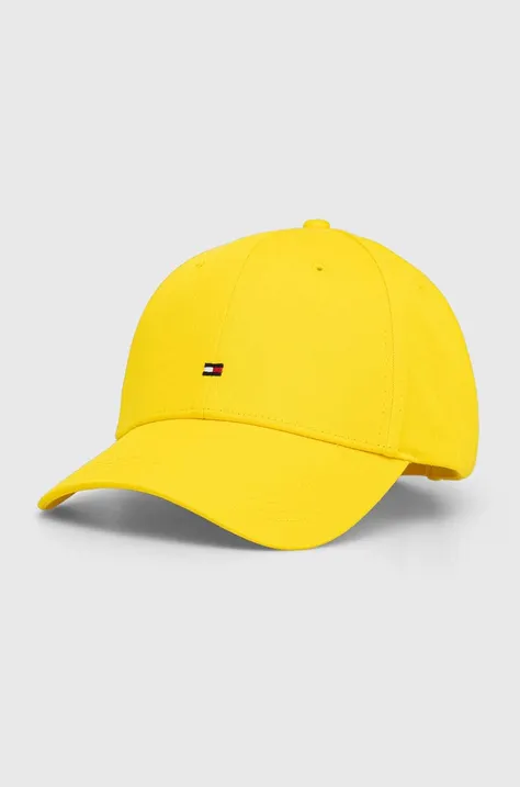 Tommy Hilfiger czapka z daszkiem bawełniana kolor żółty gładka