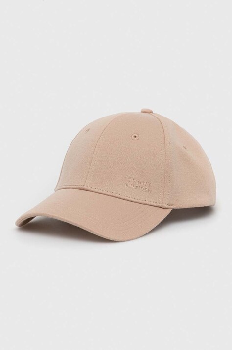 Tommy Hilfiger sapca culoarea bej, neted