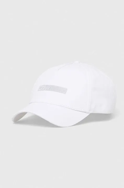 Pamučna kapa sa šiltom Calvin Klein boja: bijela, s uzorkom