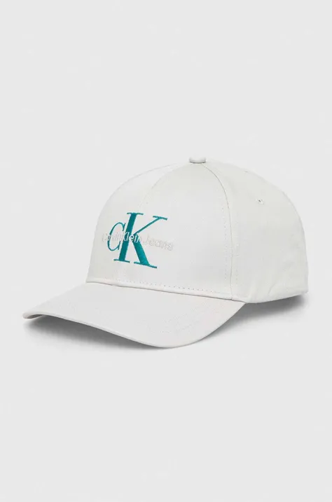 Calvin Klein Jeans șapcă de baseball din bumbac culoarea alb, cu imprimeu K50K510061