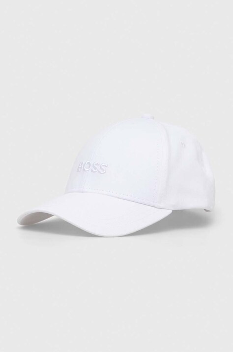 BOSS șapcă de baseball din bumbac culoarea alb, cu imprimeu, 50495121