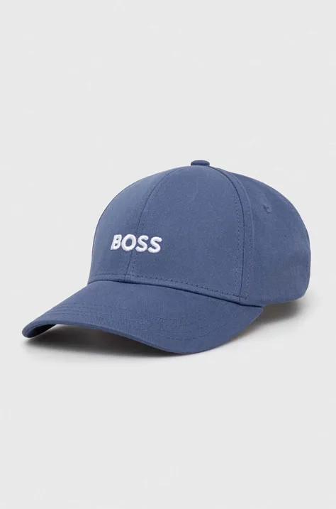 Хлопковая кепка BOSS цвет чёрный с аппликацией