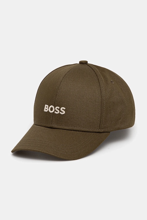 Хлопковая кепка BOSS цвет зелёный с аппликацией 50495121