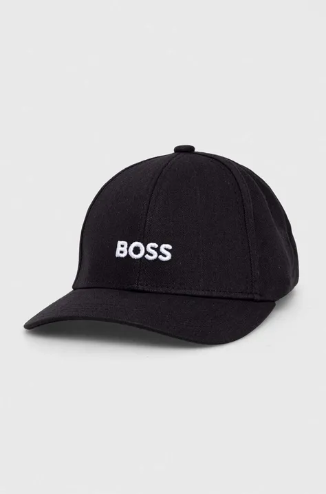 Хлопковая кепка BOSS цвет чёрный с аппликацией