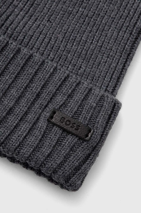BOSS шапка чоловіча вовняна Fati — AW23-CAM024, сірий — фото 3