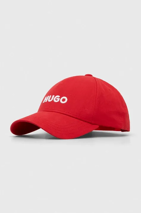Bavlněná baseballová čepice HUGO růžová barva, s aplikací, 50496033
