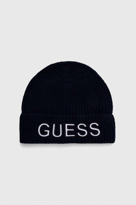 Guess caciula din amestec de lana culoarea albastru marin