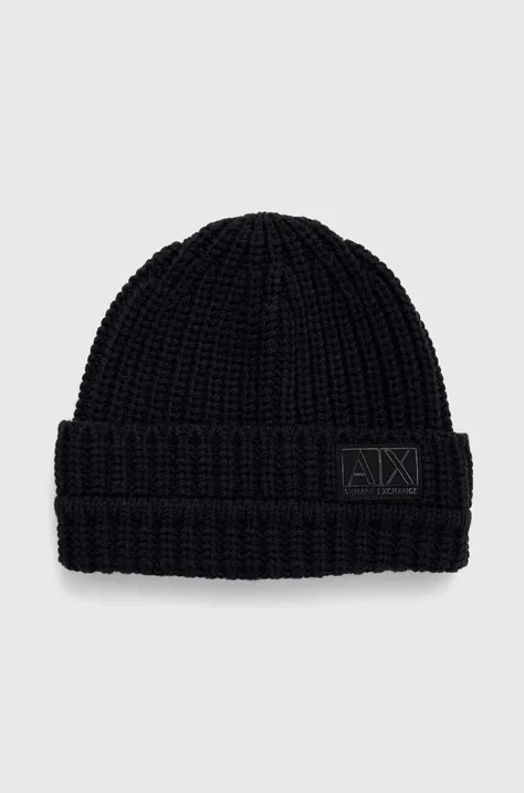 Armani Exchange czapka wełniana kolor czarny wełniana