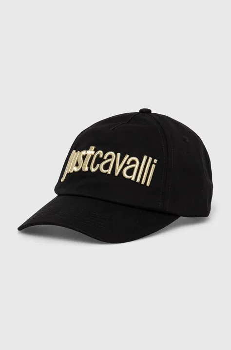 Pamučna kapa sa šiltom Just Cavalli boja: crna, s aplikacijom