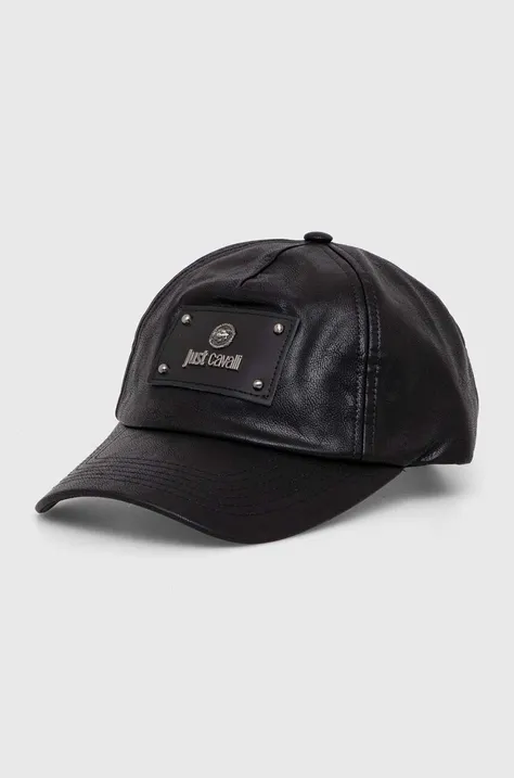 Just Cavalli czapka z daszkiem kolor czarny z aplikacją