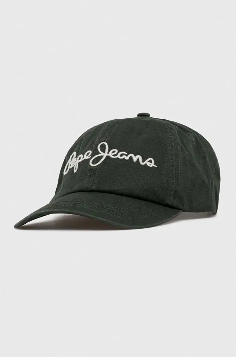 Pamučna kapa sa šiltom Pepe Jeans Gilbert boja: zelena, s aplikacijom
