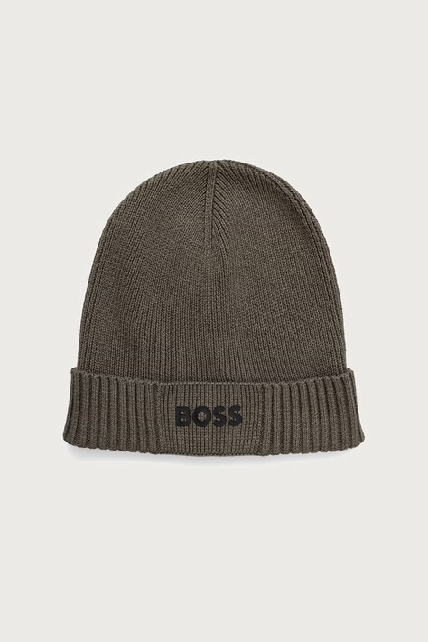 BOSS Green шапка мужская с добавлением шерсти Asic_Beanie-X зелёная 50499423