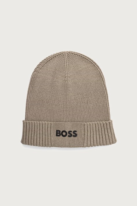 BOSS Green Czapka męska z dodatkiem wełny Asic_Beanie-X beżowa 50499423