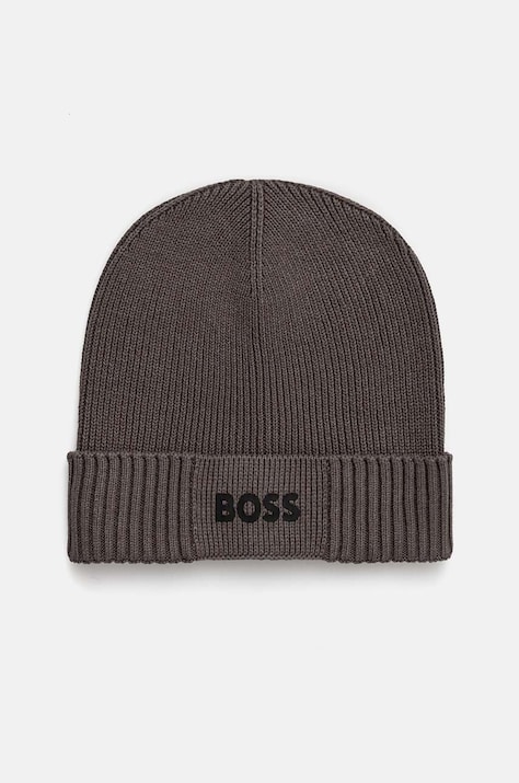 Čepice z vlněné směsi Boss Green BOSS GREEN šedá barva