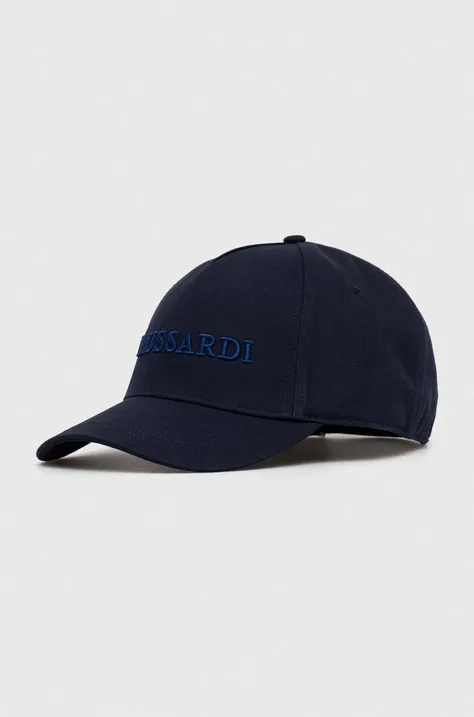 Βαμβακερό καπέλο του μπέιζμπολ Trussardi χρώμα: ναυτικό μπλε