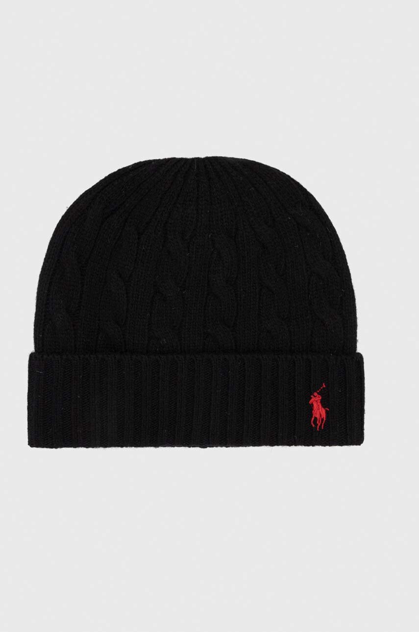 Polo Ralph Lauren czapka wełniana kolor czarny wełniana