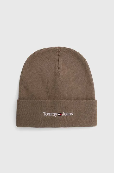 Tommy Jeans czapka kolor beżowy z cienkiej dzianiny