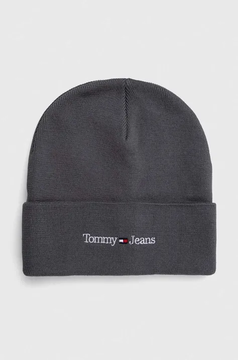 Kapa Tommy Jeans boja: siva, od tanke pletenine