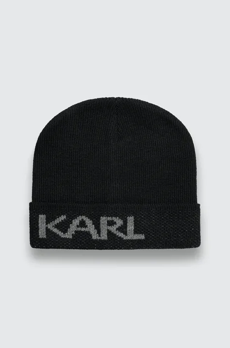 Karl Lagerfeld czapka z domieszką wełny kolor czarny