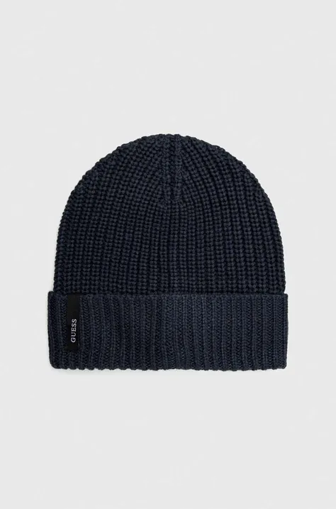 Kapa s dodatkom vune Guess boja: tamno plava, od tanke pletenine