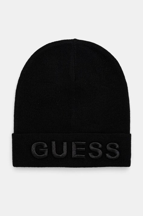 Guess caciula din amestec de lana culoarea negru, din tesatura neteda