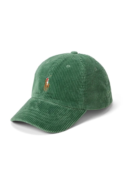 Polo Ralph Lauren czapka z daszkiem sztruksowa kolor zielony z aplikacją 710880778