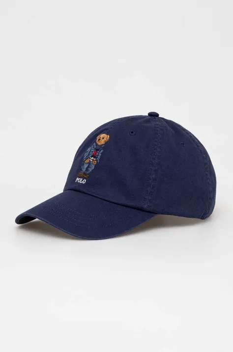 Βαμβακερό καπέλο του μπέιζμπολ Polo Ralph Lauren χρώμα: ναυτικό μπλε