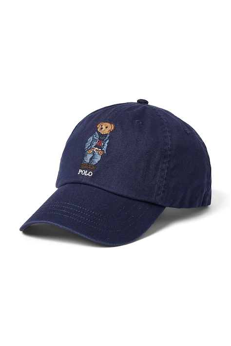 Бавовняна бейсболка Polo Ralph Lauren колір синій з аплікацією