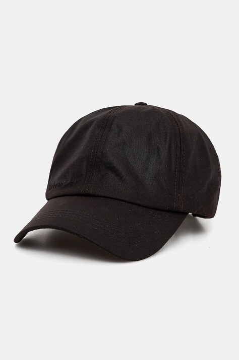 Хлопковая кепка Barbour цвет коричневый однотонная