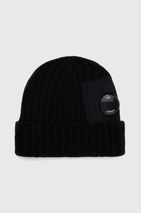 Вовняна шапка C.P. Company колір чорний вовна