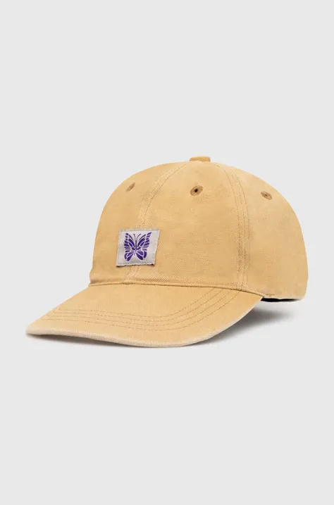 Памучна шапка с козирка Needles Workers Cap в жълто с изчистен дизайн NS062