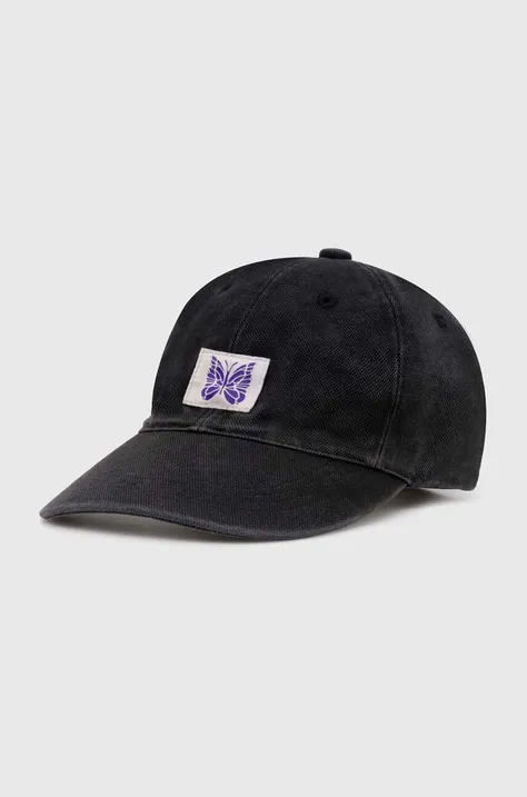 Памучна шапка с козирка Needles Workers Cap в черно с изчистен дизайн NS062