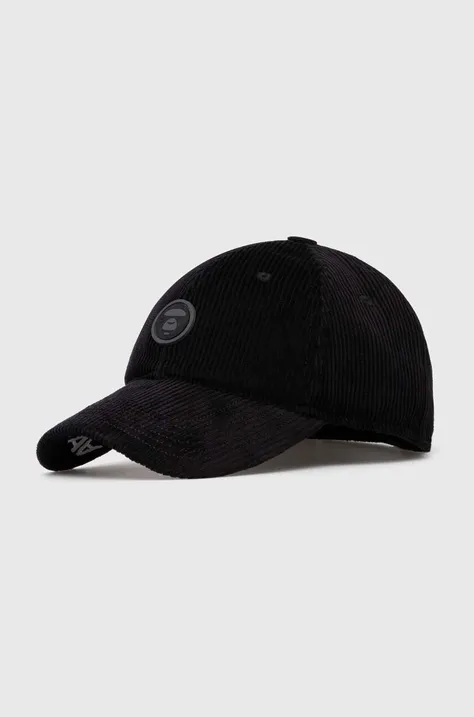 Памучна шапка с козирка AAPE Cotton Corduroy в черно с апликация ACP5223