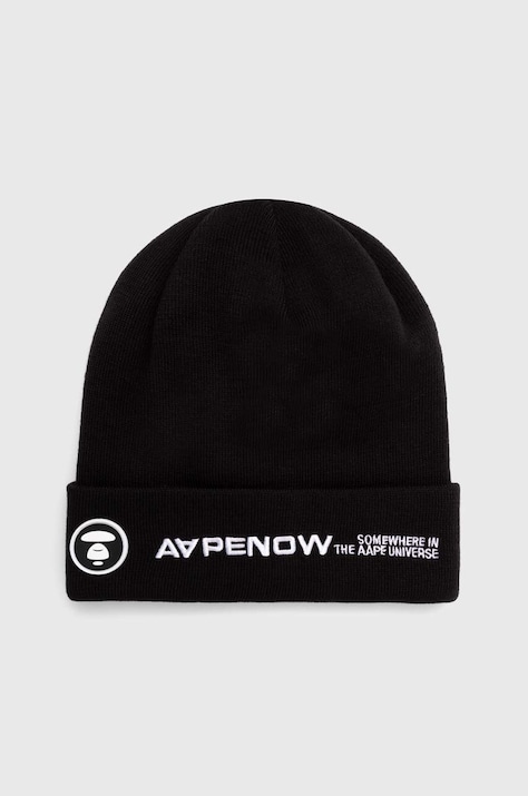 Шапка AAPE Solid Color колір чорний з товстого трикотажу AHT4866
