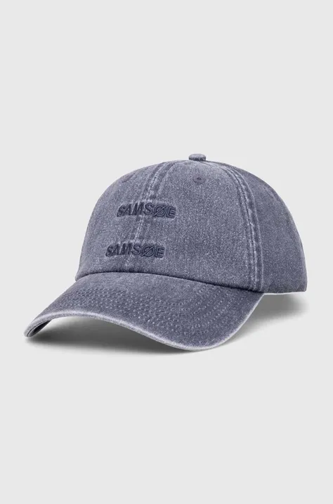 Βαμβακερό καπέλο του μπέιζμπολ Samsoe Samsoe χρώμα: ναυτικό μπλε