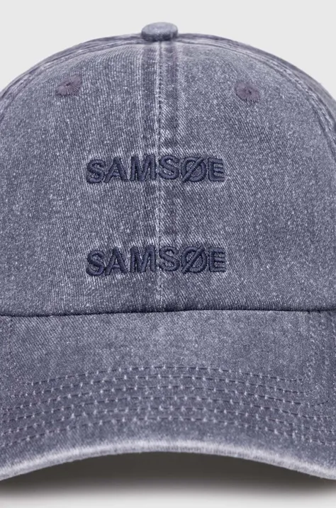 Samsoe Samsoe czapka z daszkiem bawełniana kolor granatowy z aplikacją