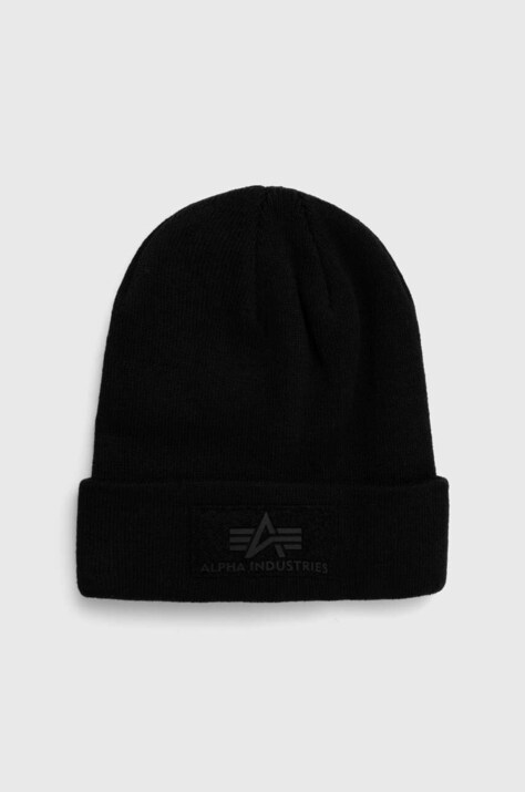 Шапка Alpha Industries цвет чёрный из толстого трикотажа