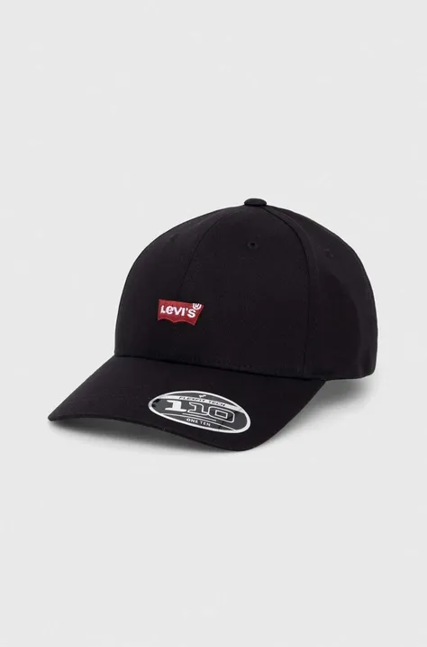 Levi's czapka z daszkiem kolor czarny z aplikacją