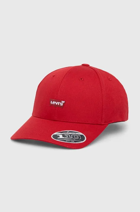 Levi's czapka z daszkiem kolor czerwony z aplikacją