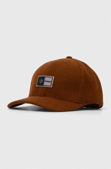 Columbia czapka z daszkiem kolor brązowy z aplikacją