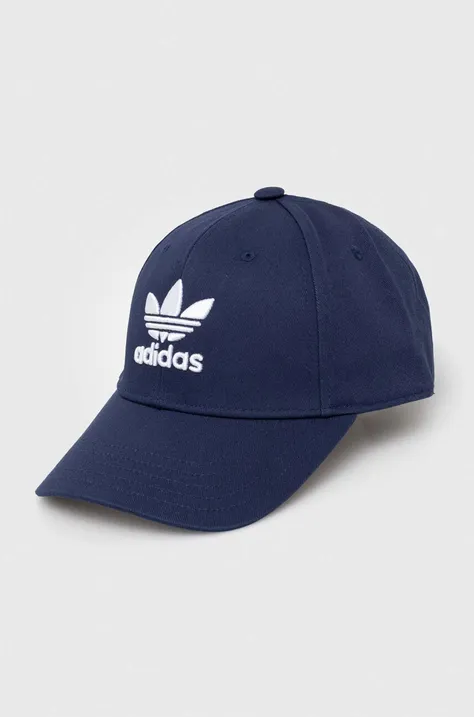 adidas Originals czapka z daszkiem bawełniana kolor niebieski z aplikacją