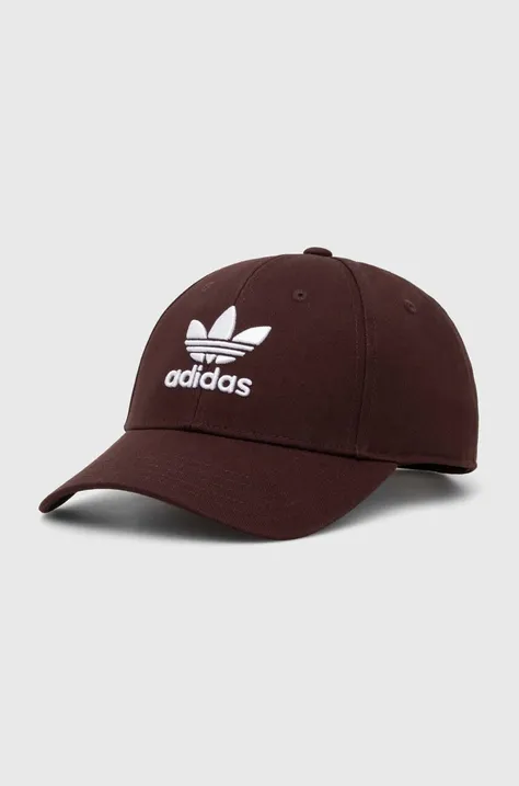 adidas Originals czapka z daszkiem bawełniana kolor brązowy z aplikacją